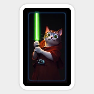 Fun Cat Print ~ AI Art ~ Fantasy Cat ~ Sci-fi Cat ~ Cats with Lightsabers Sticker